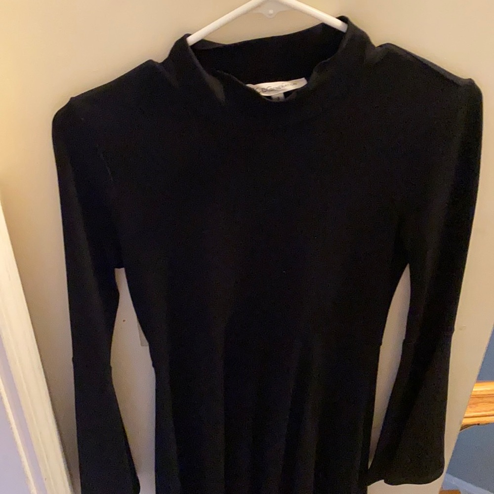 BCBG A-line black mini dress with flared sleeves